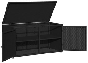 fekete polyrattan kerti tárolószekrény 110 x 55 x 60,5 cm
