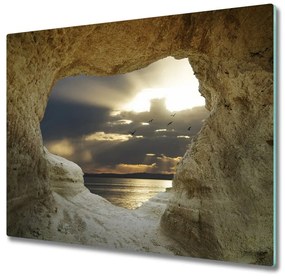 Üveg vágódeszka A tengerparti barlang 60x52 cm