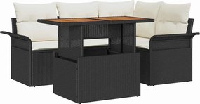 vidaXL Kerti Kanapé Szett párnával 5 pcs Fekete és krémszínű