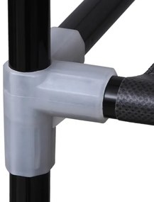 MATIS 150x175 cm fekete textilszekrény polcokkal és ruhatartó rúddal