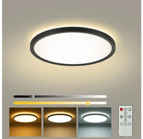Brilagi - ULTRA SLIM dimmelhető LED lámpatest, 18 W, 230 V, átm. 30 cm, fekete + távirányító
