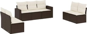 vidaXL 7 részes barna polyrattan kerti ülőgarnitúra párnákkal