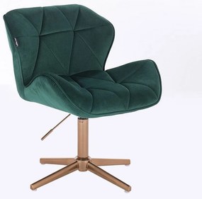 HR111CROSS Sötétzöld modern velúr szék arany lábbal