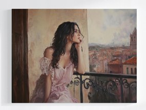 Poszter Portré Nő Erkély Város Olaszország Kilátás 100x75