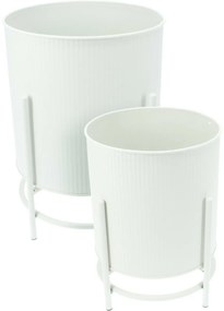 Celano fehér fém virágállvány-készlet, 2 db