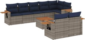 vidaXL 9 részes szürke polyrattan kerti ülőgarnitúra párnával