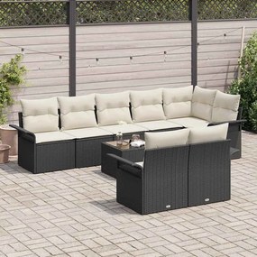 Kerti Kanapé Szett párnával tárolóval 9 pcs Fekete Poli rattan