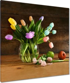 Vászonkép 80x80 Csokor Színes tulipánok