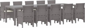vidaXL Kert étkező szett párnával 11 pcs Világosszürke és krém