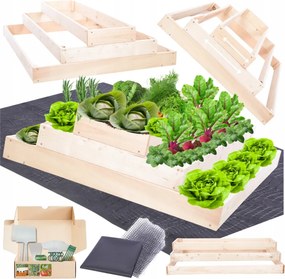 Magasított ágyás lépcsőzetes állítható fa zöldséges 27x90x100