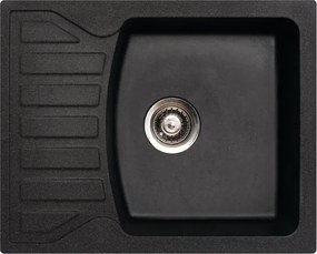 Quadro M Metalac 144118 Gránit Mosogatótálca - Extra mély, Csepegtetőtálcás, Szemcsés Fekete