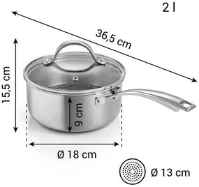 Tescoma SteelCRAFT nyeles edény fedővel, 18 cm átmérő, 2 l, 2 l