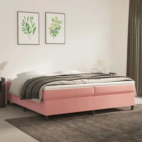 Rózsaszín bársony rugós ágy matraccal 200x200 cm