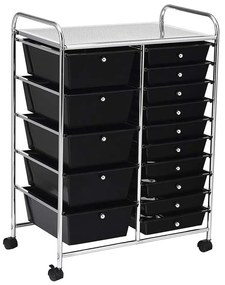 Gurulós tárolókocsi 15 fiókos, több színben-fekete