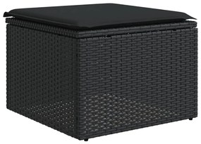 vidaXL fekete polyrattan kerti ülőke párnával 55 x 55 x 37 cm