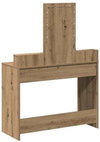 LED világítással ellátott sminkasztal, kézműves tölgy 100x41x140 cm