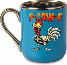 Elegáns bögre „f-caw-f” Arany fül, Humor Premium 330 Kék