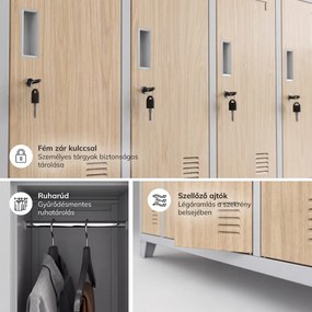 BHP öltözőszekrény 10 ajtós szürke / sonoma tölgy: Eco Design BARTEK 1360 x 1720 x 450 mm
