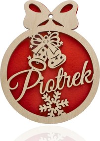 Nagy Piros Fa Karácsonyi gömb Bármilyen Név Hópehely Csengő