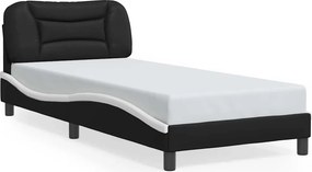 vidaXL fekete és fehér műbőr ágykeret matrac nélkül Hvar 90x190 cm