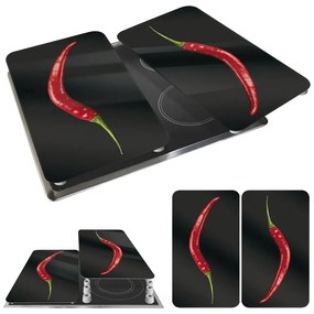 Edzett üveg tűzhely fedőlap szett 2 db-os 30x52 cm Peperoni – Wenko