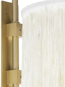 Keleti fali lámpa arany színű krémszínű árnyékolóval és rojtokkal - Franxa