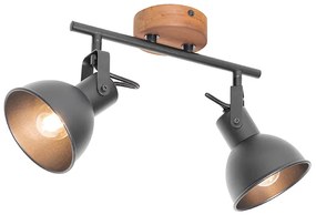 Ipari reflektor fekete fával, dönthető, 2 lámpás - Tommy