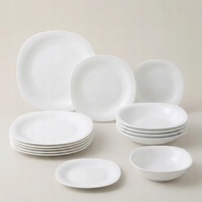 6 személyes étkezőgarnitúra 24 db-os, fehér, szögletes mosogatógéphez