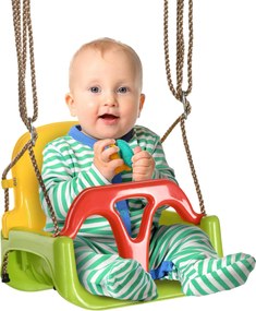 Outsunny 3 az 1-ben Baba Hinta, Leválasztható Hátpárnával, Állítható Kötéllel és T-rúddal, Gyerek Hinták 9-36 Hónapos Korig, 42x33x120-180 cm Zöld | A