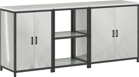 vidaXL Konyhai Tároló Készlet polcokkal 3 pcs Ezüst Horganyzott acél