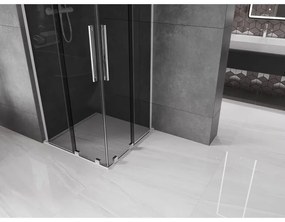 Mexen Velar L Duo, zuhanykabin tolóajtóval 80 x 80 cm, 8mm szürke üveg, króm, 871-080-080-02-43-01