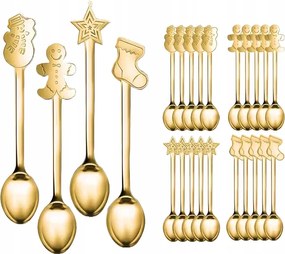 Karácsonyi Teáskanál Evőeszköz Szett 4db-os Szín Arany