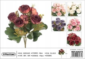 Mű rózsa virág csokor 28cm Lakásdekoráció