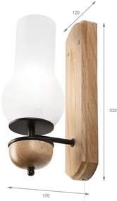 Brilagi - LED Fali lámpa COTTAGE 1xE14/40W/230V tölgy/fehér