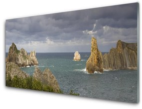 Üvegkép falra Sea Rock Landscape 100x50 cm 2 fogas