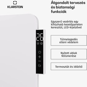 Klarstein Wonderbeam hibrid infravörös fűtőtest | 650 W | 6–12 m² | Modern kialakítás | 60x84 cm