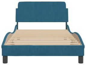 kék bársony ágykeret fejtámlával Dover 100x200 cm