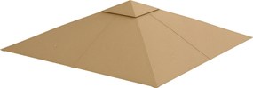 Outsunny Pavilon Napernyő Kerthez kb. 3 x 3 m, vízlepergető, csere napernyő, pavilon takaró, napvédelem, 8 vízelvezető nyílás, Poliészter, Bézs | Aoso