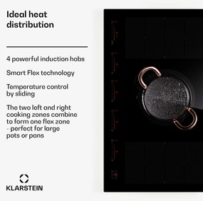 Klarstein Masterzone 90 Flex, indukciós főzőlap, max. 12 600 W, beépített, 5 zóna, 2 Flex zóna, ThermoBoost technológia, Smart Flex