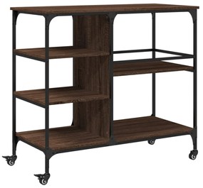 barna tölgy színű szerelt fa konyhai kocsi 100 x 45 x 89,5 cm