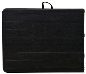 Összecsukahtó kempingasztal fekete színben 180x74 cm., fogantyúval a könnyű hordozhatóság érdekében