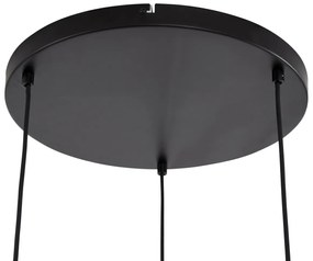 Japandi függőlámpa fekete és arany színben, bézs lámpabúrával, 3-fényes - Pluni