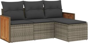 vidaXL 4 részes szürke polyrattan kerti ülőgarnitúra párnákkal