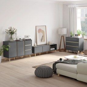HOMCOM 3-fiókos Komód Szürke Skandináv Dizájn - 80 x 40 x 80 cm | Aosom