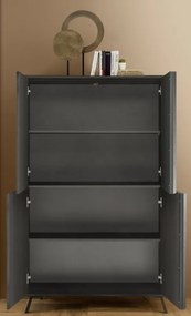 CITY négyajtós komód fekete, laminált vázzal és előlapokkal