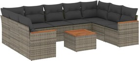 vidaXL 10 részes szürke polyrattan kerti ülőgarnitúra párnákkal