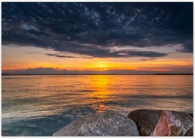 Poszterek 100x70 Sziklák Tenger Nap