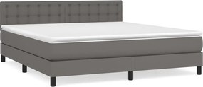 vidaXL szürke műbőr rugós ágy matraccal 160 x 200 cm