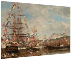 Kép - Eugène Boudin, Festival in the Harbor of Honfleur, reprodukciók (90x60 cm)