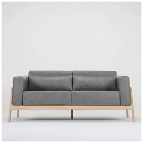 Fawn szürke kanapé bivalybőrből, tömör tölgyfa szerkezettel, 180 cm - Gazzda